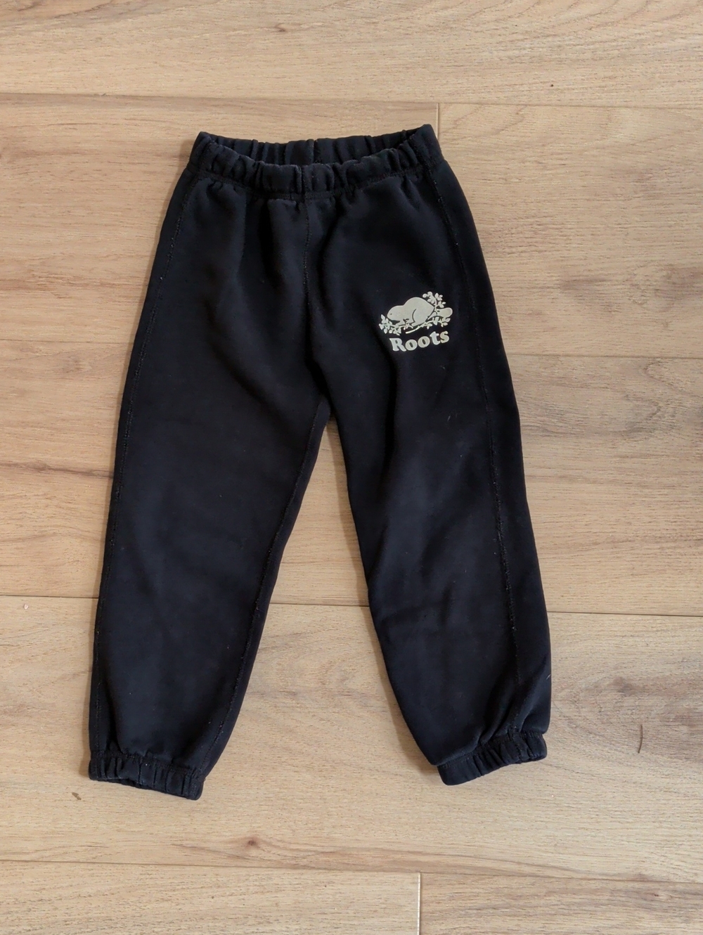 Roots Kids Black Sweatpants with White Logo